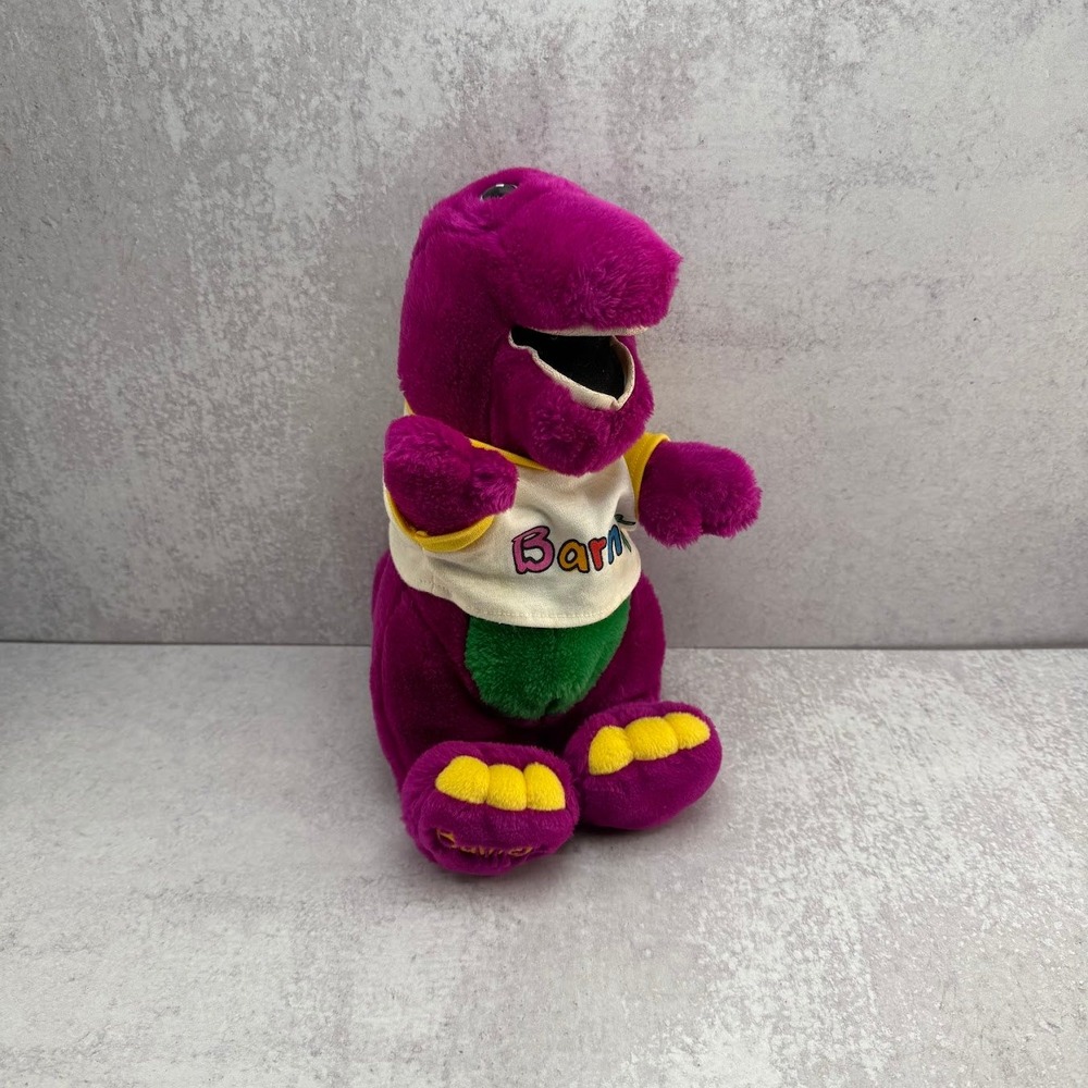Vintage Dakin Barney the Dinosaur 14" 1992 Stuffed Animal Plush with Shirt